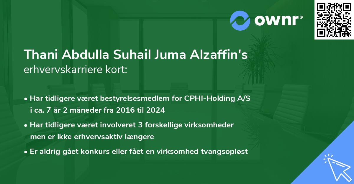 Thani Abdulla Suhail Juma Alzaffin's erhvervskarriere kort