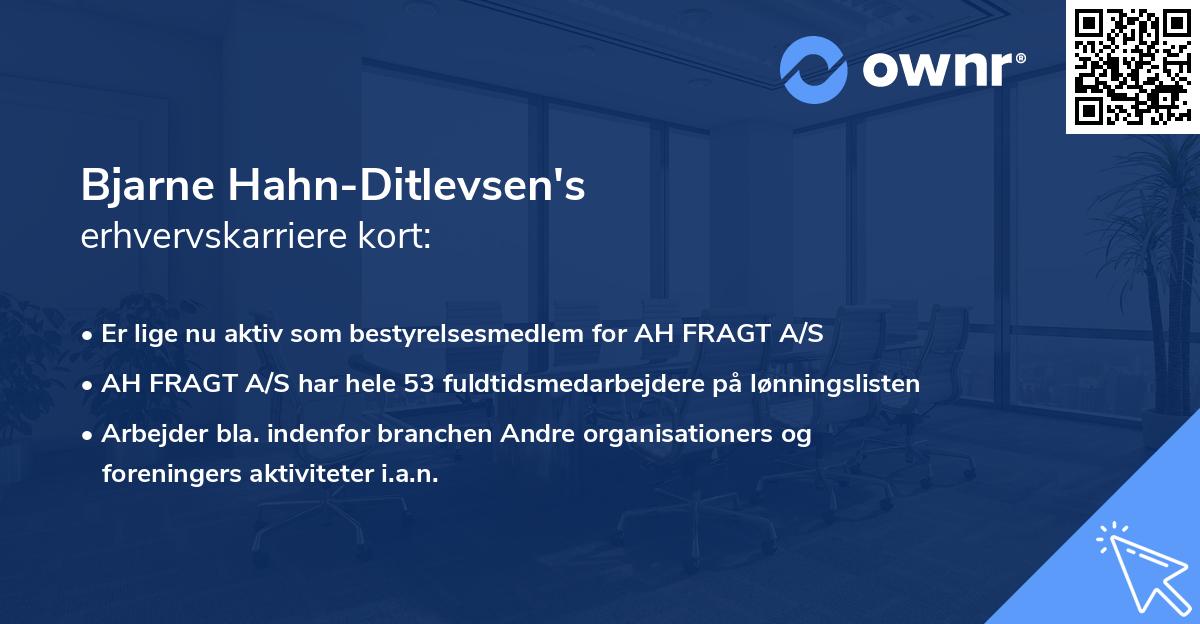 Bjarne Hahn-Ditlevsen's erhvervskarriere kort