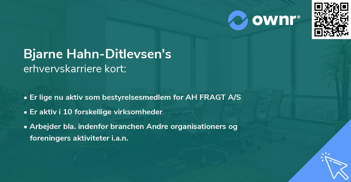 Bjarne Hahn-Ditlevsen's erhvervskarriere kort