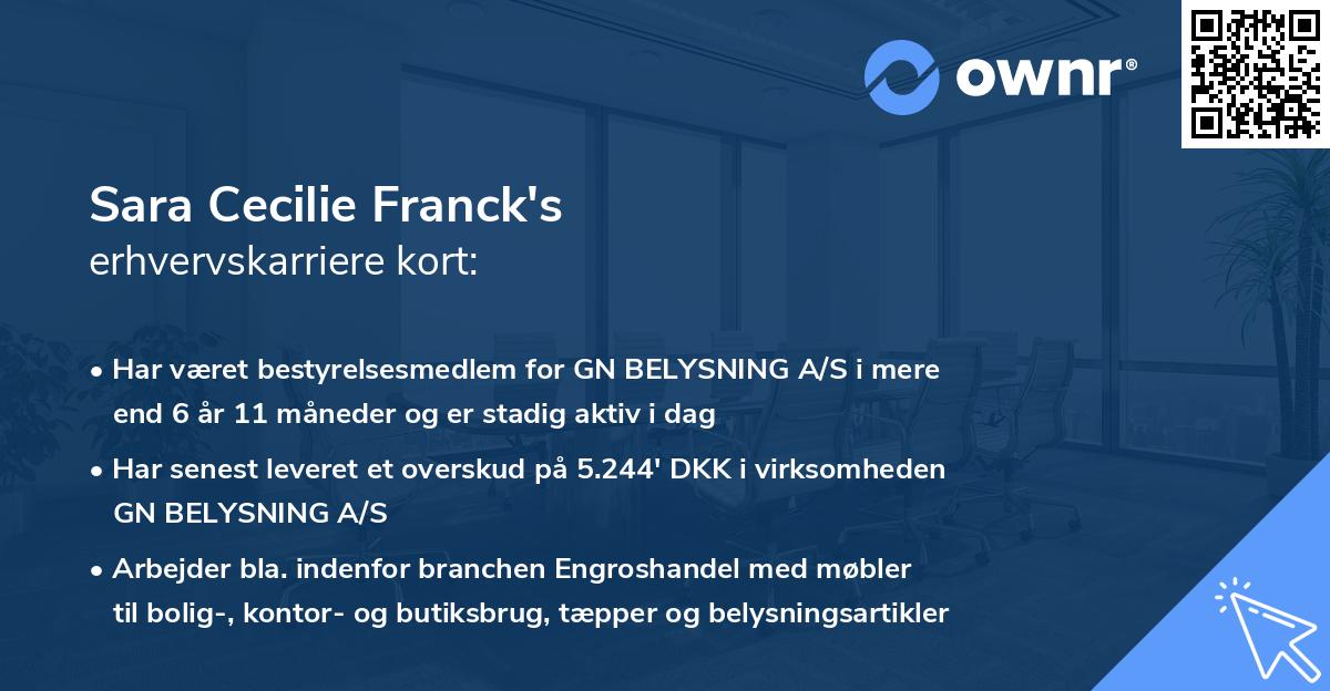 Sara Cecilie Franck's erhvervskarriere kort