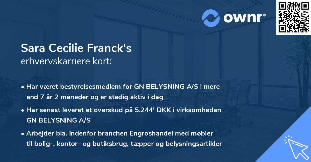 Sara Cecilie Franck's erhvervskarriere kort