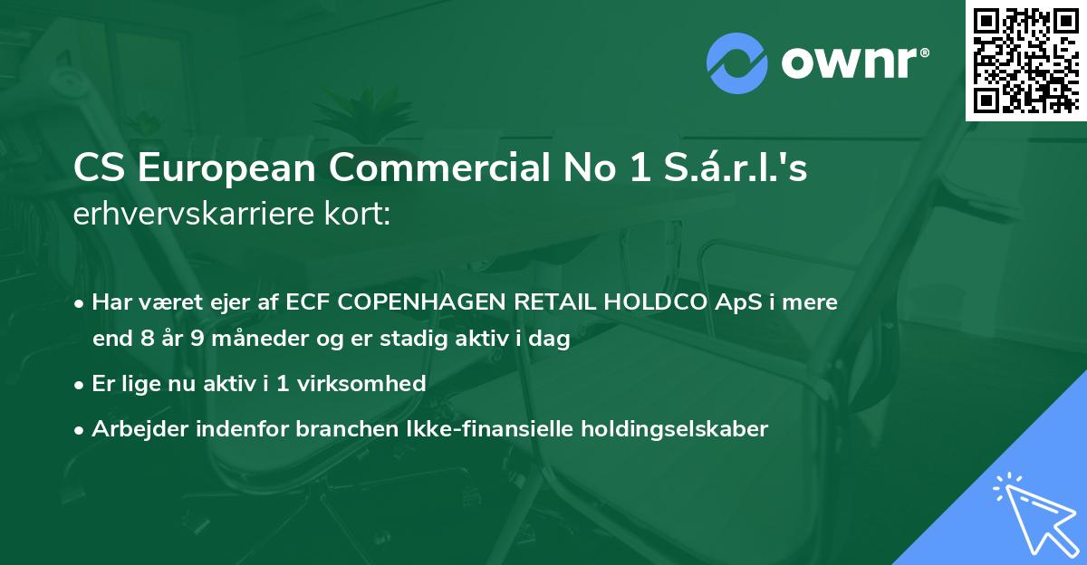 CS European Commercial No 1 S.á.r.l.'s erhvervskarriere kort