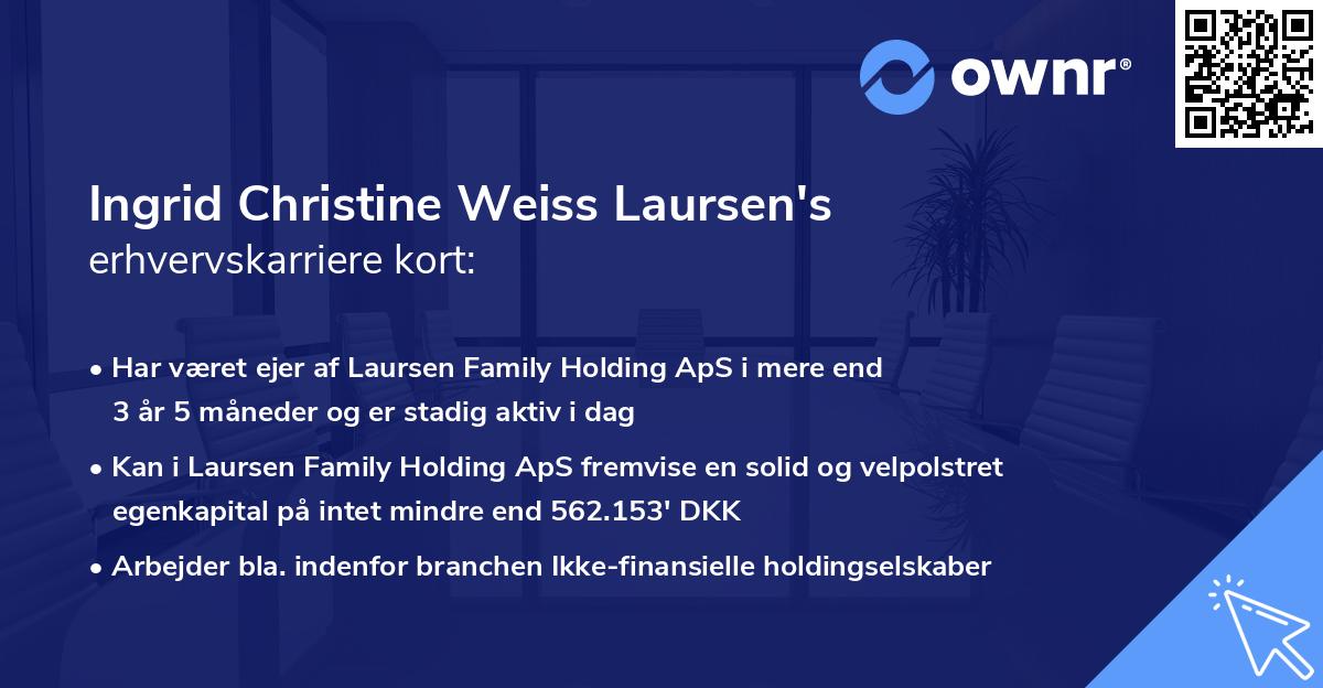 Ingrid Christine Weiss Laursen's erhvervskarriere kort