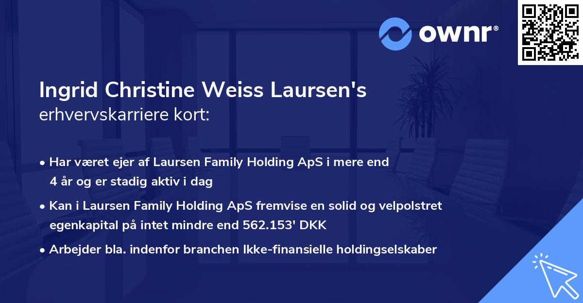 Ingrid Christine Weiss Laursen's erhvervskarriere kort