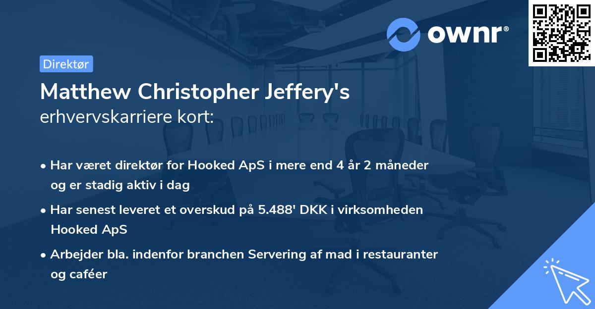 Matthew Christopher Jeffery's erhvervskarriere kort