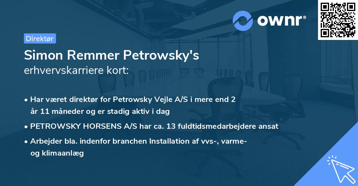Simon Remmer Petrowsky's erhvervskarriere kort