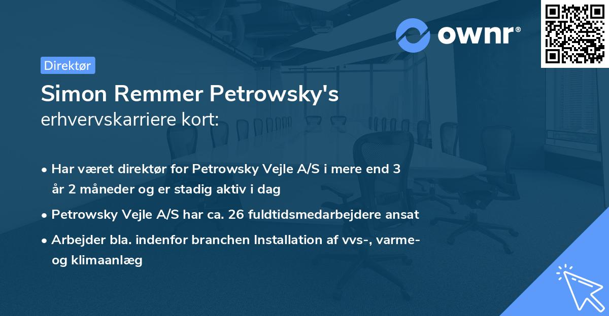 Simon Remmer Petrowsky's erhvervskarriere kort