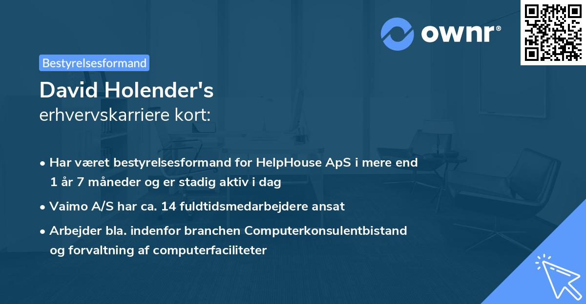 David Holender's erhvervskarriere kort