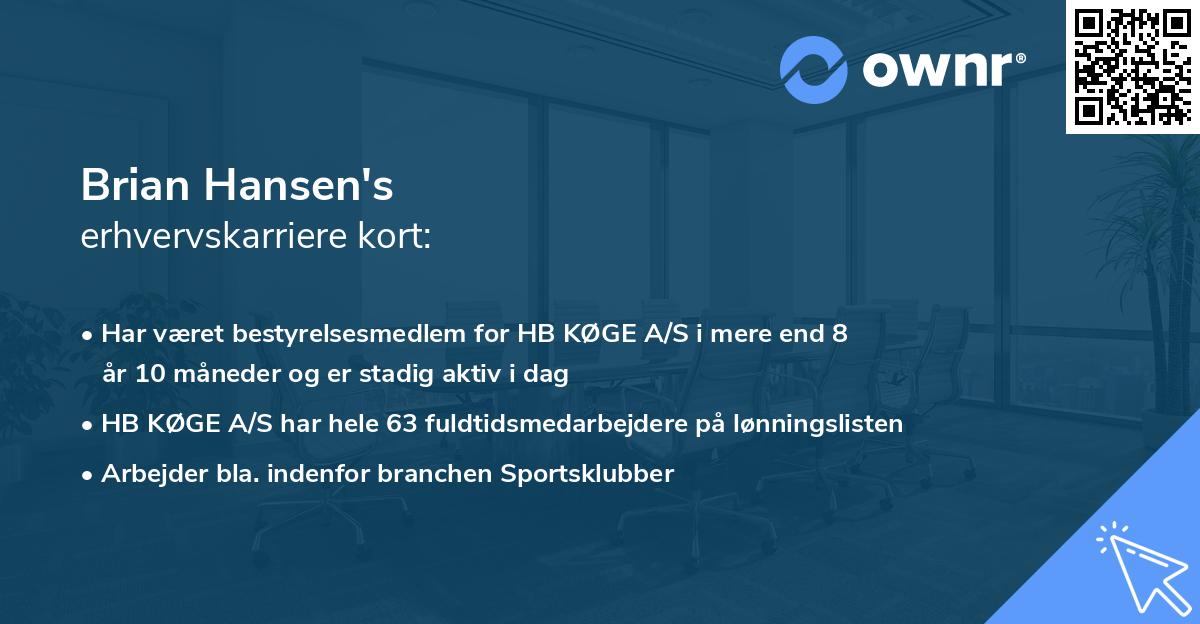 Brian Hansen's erhvervskarriere kort