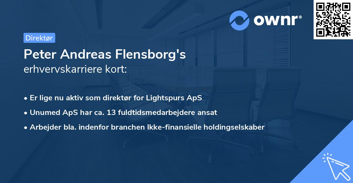Peter Andreas Flensborg's erhvervskarriere kort