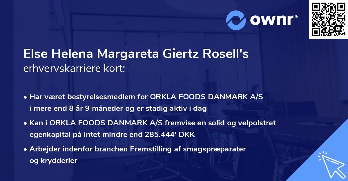 Else Helena Margareta Giertz Rosell's erhvervskarriere kort