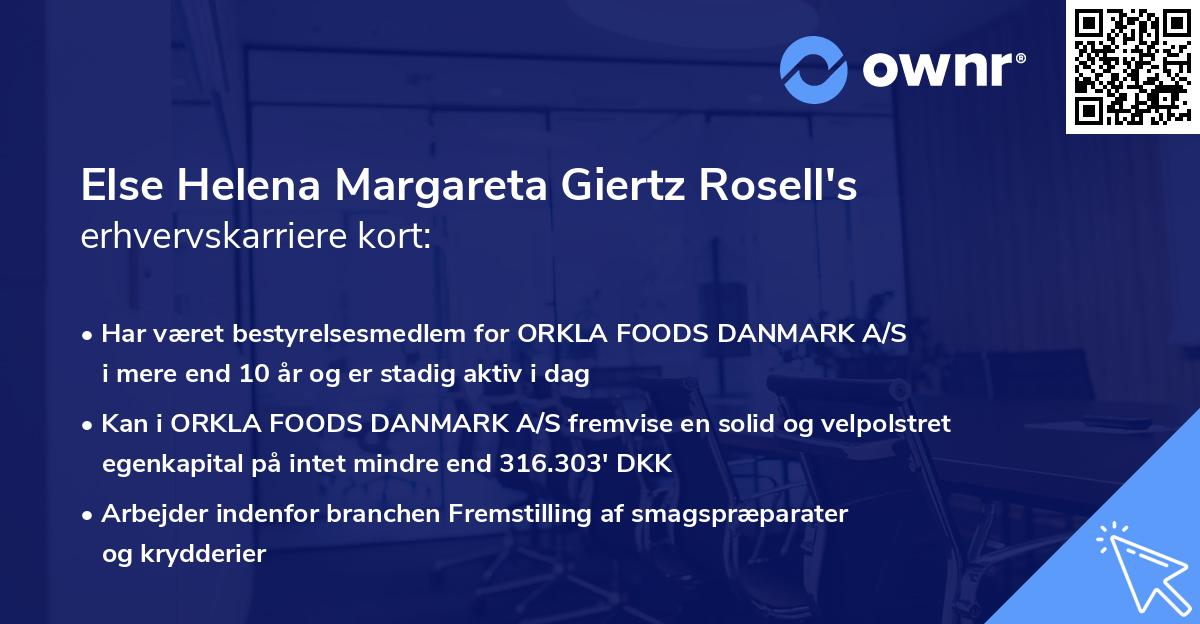 Else Helena Margareta Giertz Rosell's erhvervskarriere kort