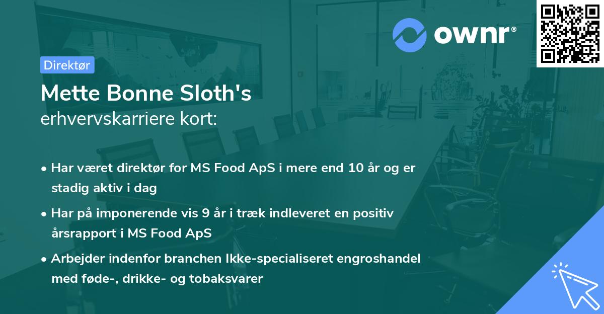 Mette Bonne Sloth's erhvervskarriere kort