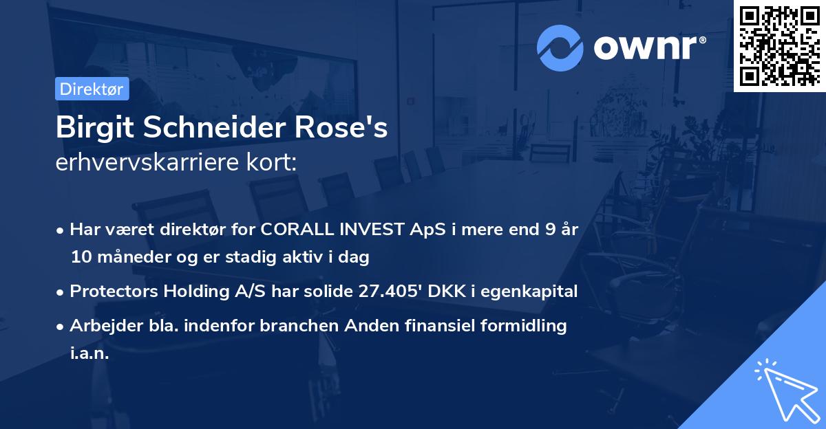 Birgit Schneider Rose's erhvervskarriere kort