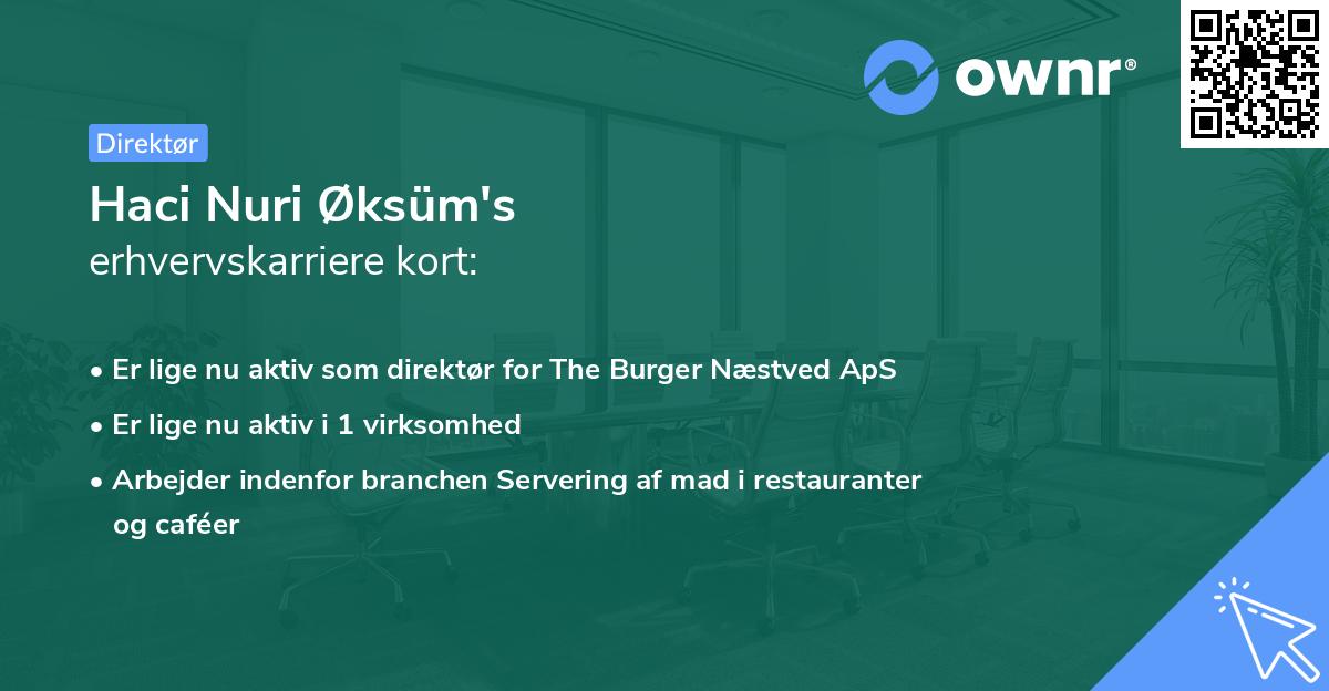 Haci Nuri Øksüm's erhvervskarriere kort
