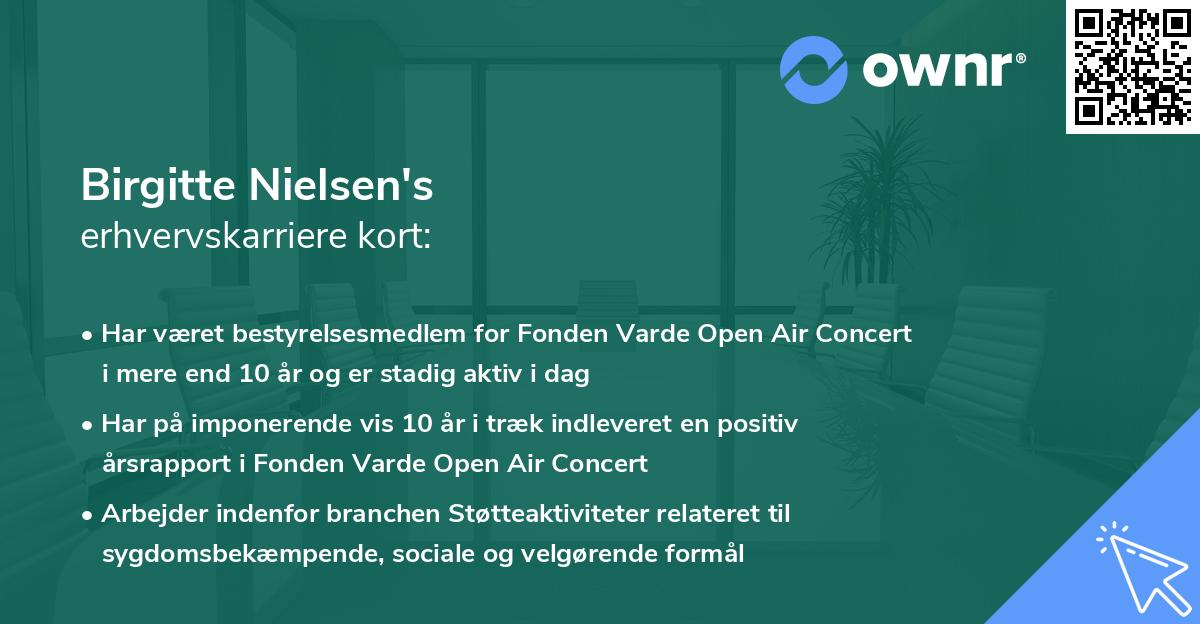 Birgitte Nielsen's erhvervskarriere kort