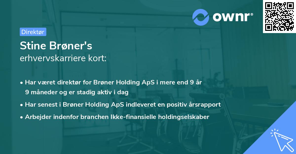 Stine Brøner's erhvervskarriere kort