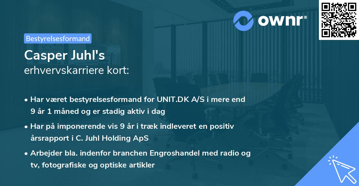 Casper Juhl's erhvervskarriere kort