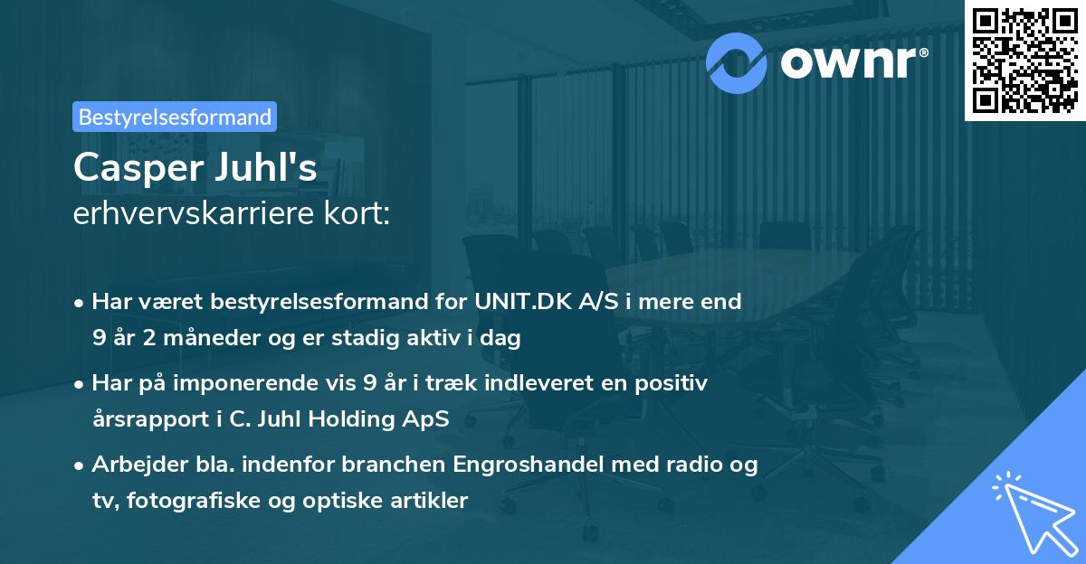 Casper Juhl's erhvervskarriere kort