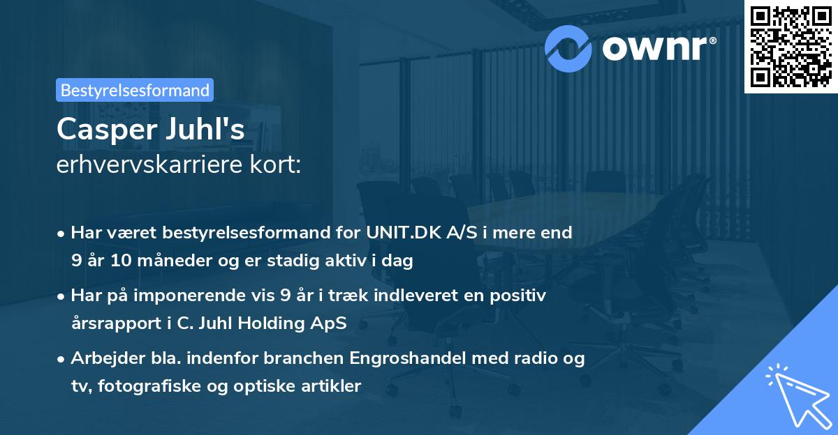 Casper Juhl's erhvervskarriere kort