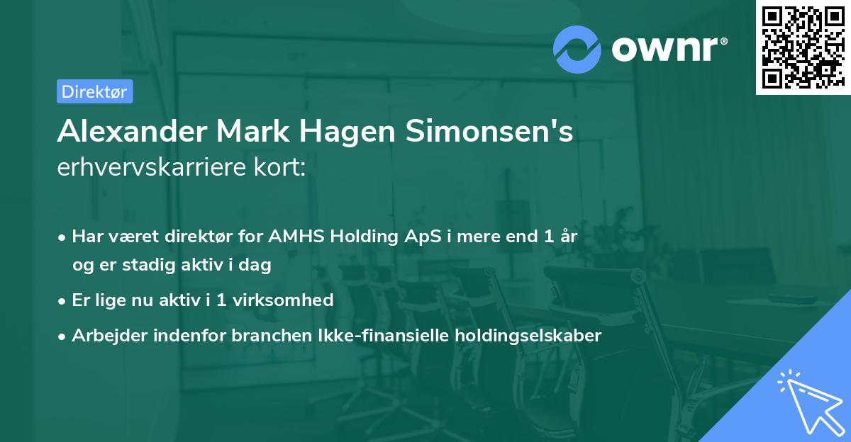 Alexander Mark Hagen Simonsen's erhvervskarriere kort