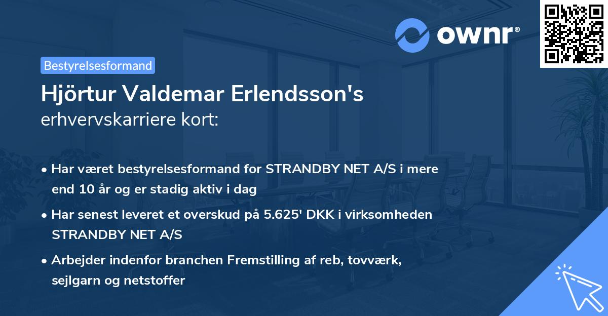 Hjörtur Valdemar Erlendsson's erhvervskarriere kort