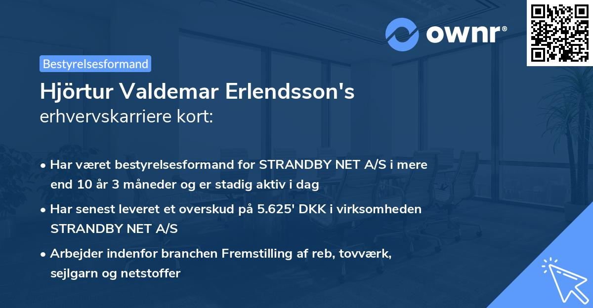 Hjörtur Valdemar Erlendsson's erhvervskarriere kort