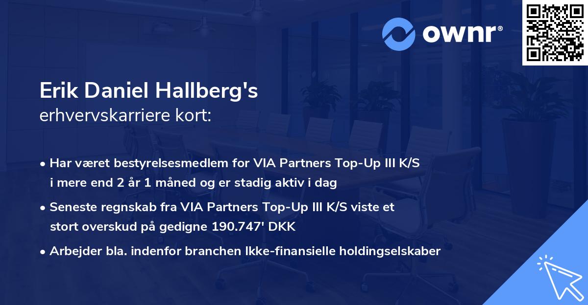 Erik Daniel Hallberg's erhvervskarriere kort