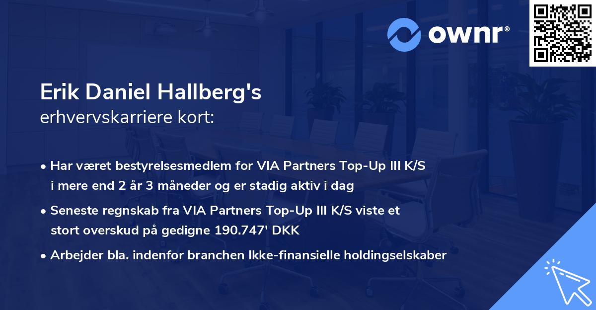 Erik Daniel Hallberg's erhvervskarriere kort