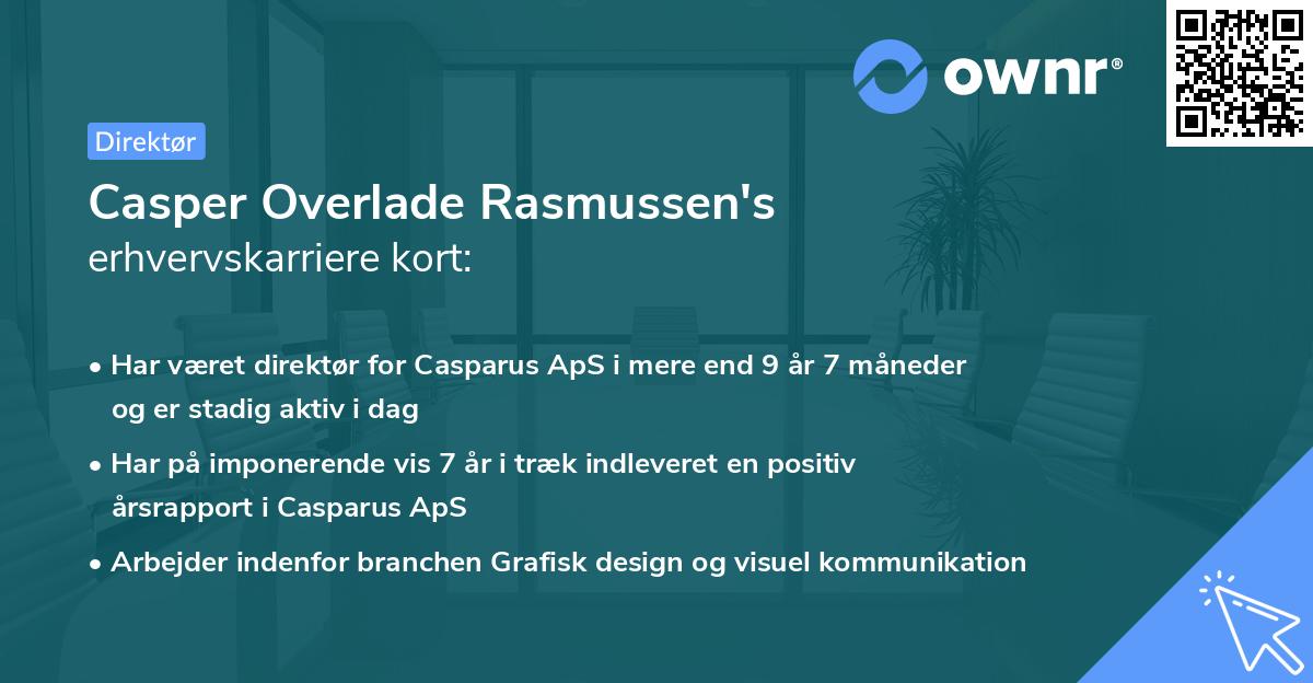 Casper Overlade Rasmussen's erhvervskarriere kort