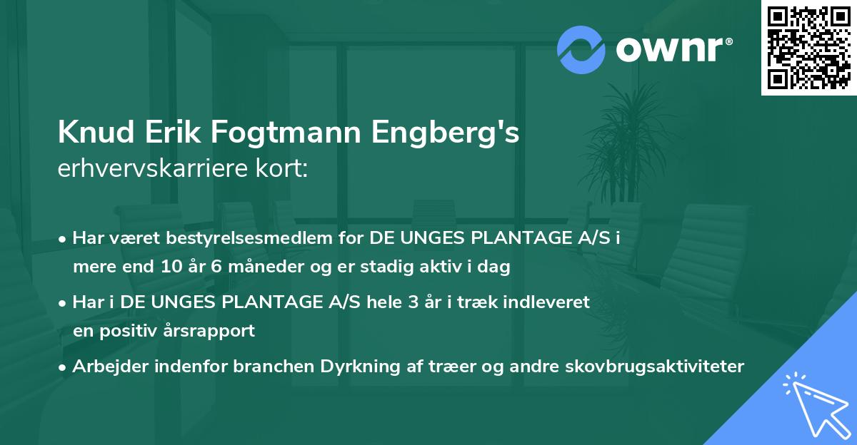Knud Erik Fogtmann Engberg's erhvervskarriere kort