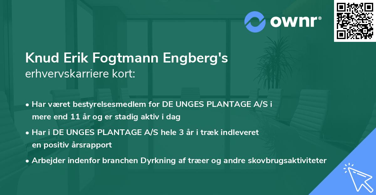 Knud Erik Fogtmann Engberg's erhvervskarriere kort