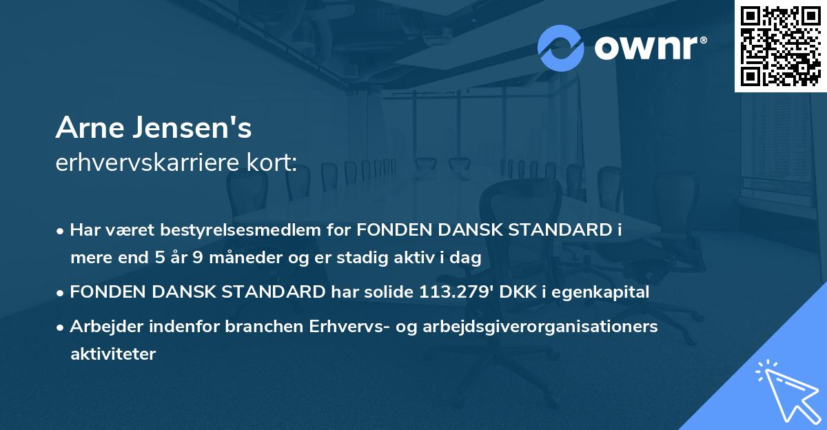 Arne Jensen's erhvervskarriere kort