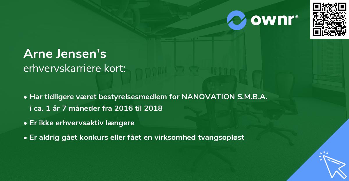 Arne Jensen's erhvervskarriere kort