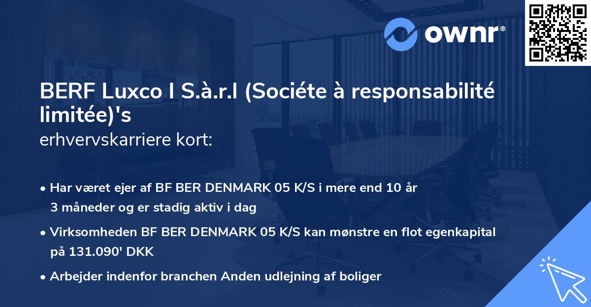 BERF Luxco I S.à.r.l (Sociéte à responsabilité limitée)'s erhvervskarriere kort
