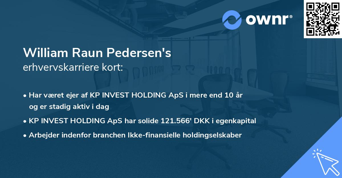 William Raun Pedersen's erhvervskarriere kort