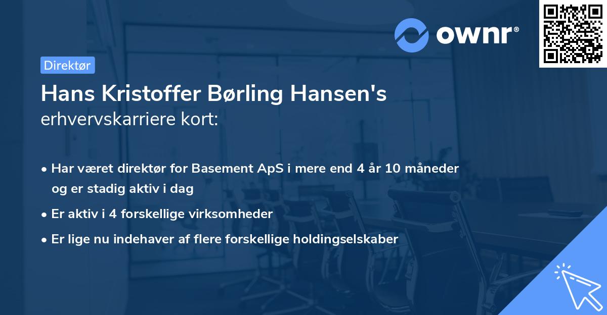 Hans Kristoffer Børling Hansen's erhvervskarriere kort