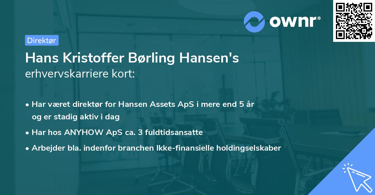 Hans Kristoffer Børling Hansen's erhvervskarriere kort