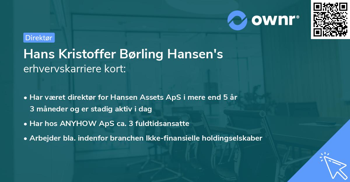 Hans Kristoffer Børling Hansen's erhvervskarriere kort