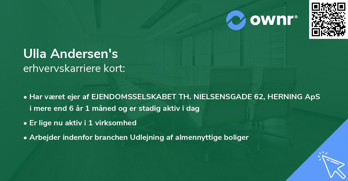 Ulla Andersen's erhvervskarriere kort