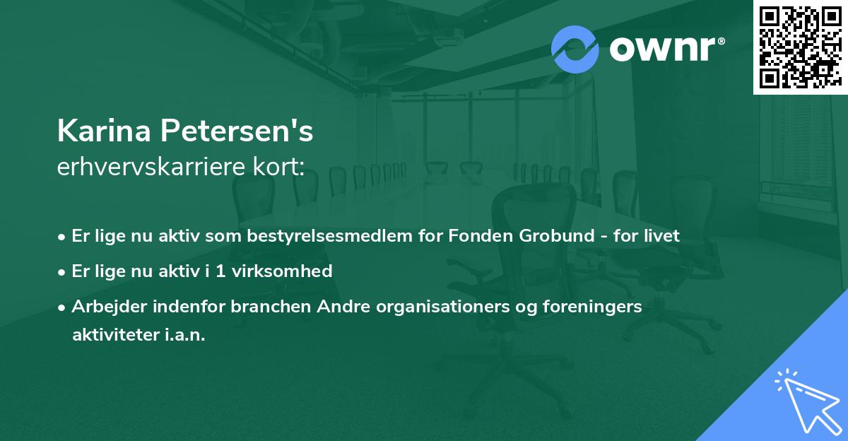 Karina Petersen's erhvervskarriere kort
