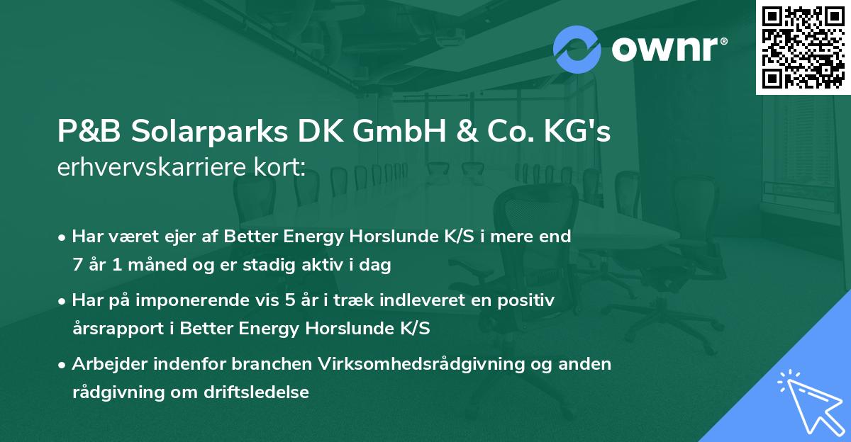 P&B Solarparks DK GmbH & Co. KG's erhvervskarriere kort