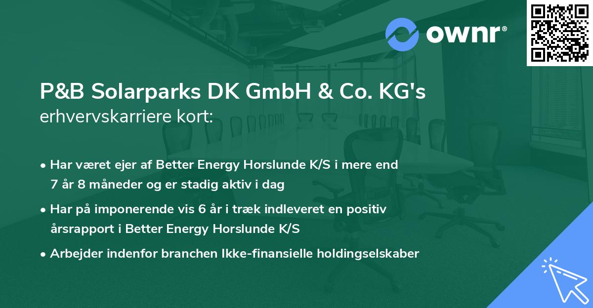 P&B Solarparks DK GmbH & Co. KG's erhvervskarriere kort