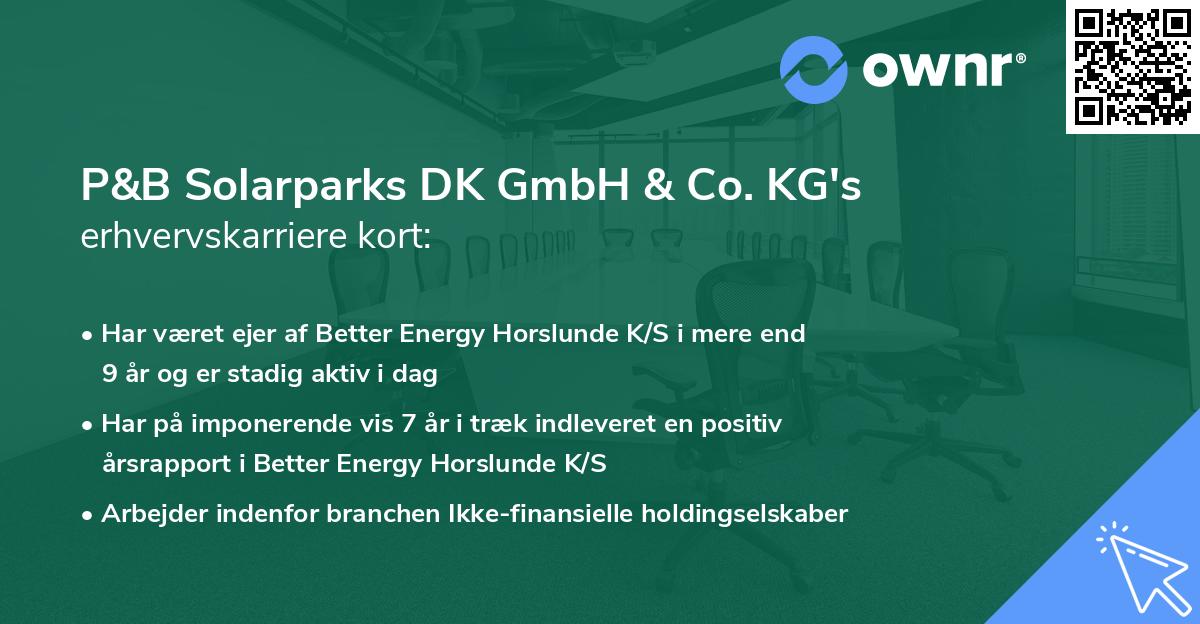 P&B Solarparks DK GmbH & Co. KG's erhvervskarriere kort