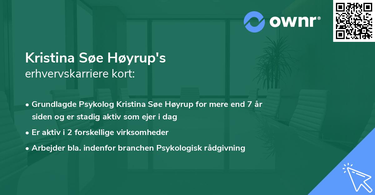 Kristina Søe Høyrup's erhvervskarriere kort