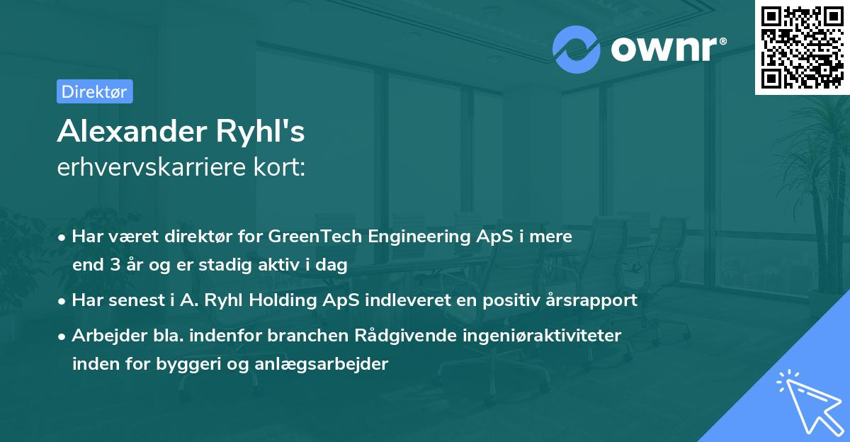 Alexander Ryhl's erhvervskarriere kort