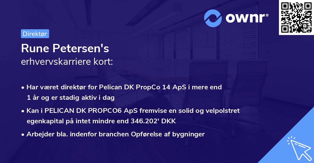 Rune Petersen's erhvervskarriere kort