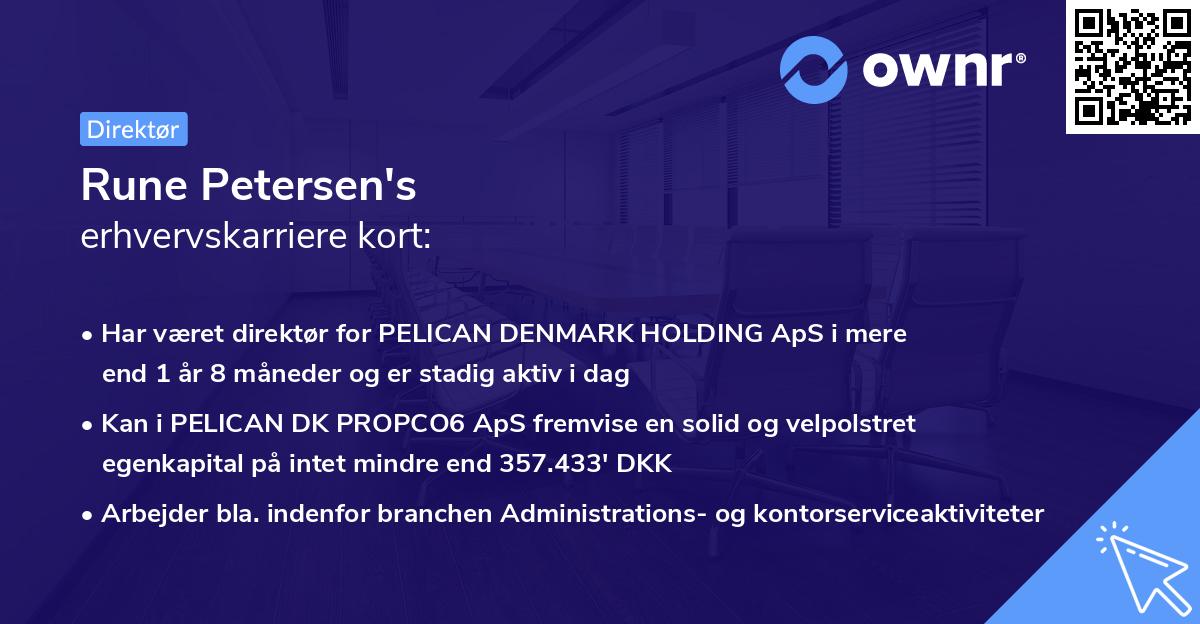 Rune Petersen's erhvervskarriere kort