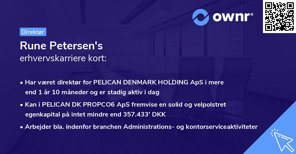 Rune Petersen's erhvervskarriere kort