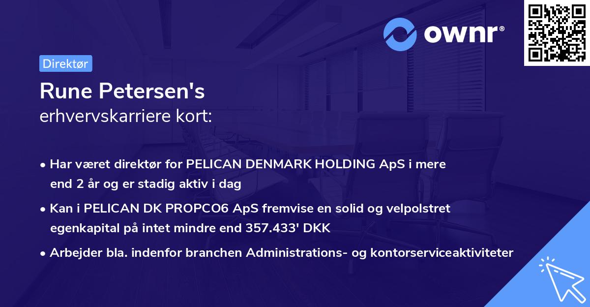 Rune Petersen's erhvervskarriere kort